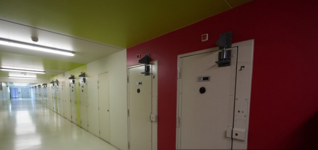 Cell doors inside the prison centre of Vendin-le-Vieil, northern France. (AFP)