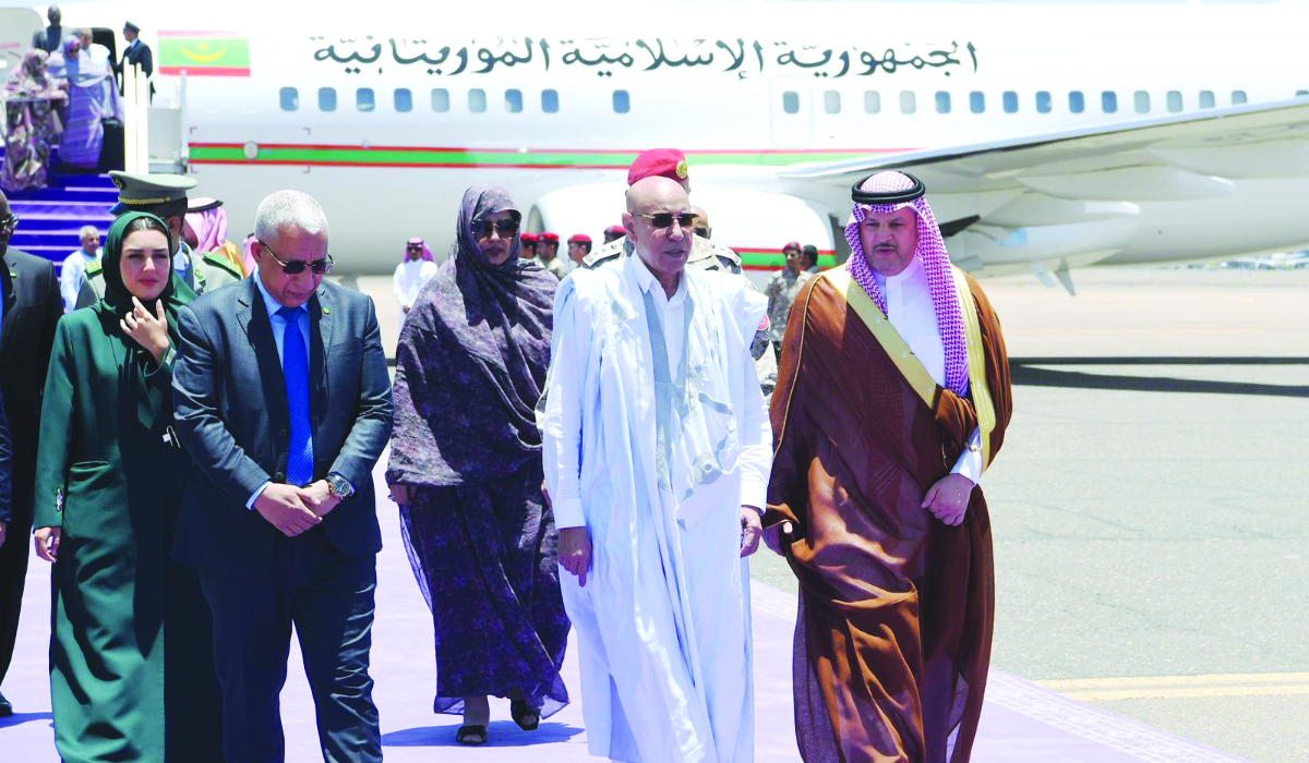 Ghazouani was received at Prince Mohammed bin Abdulaziz International Airport by Abdul Mohsen bin Nayef bin Hamid. (SPA)