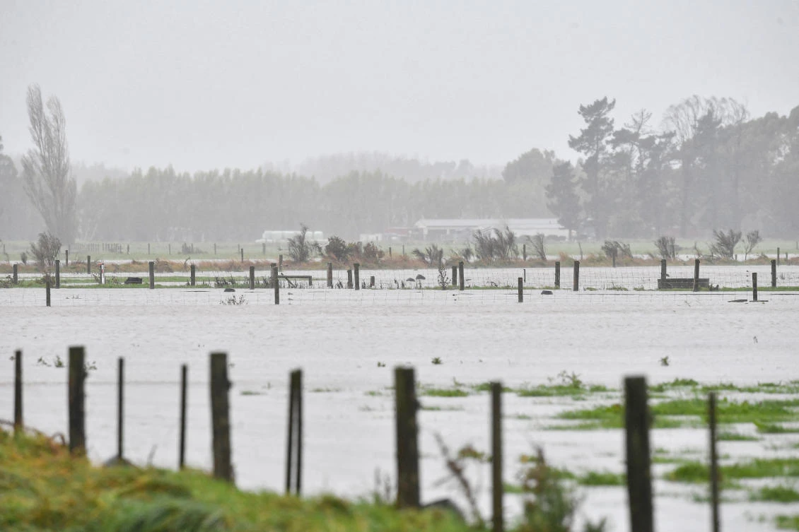 A flooded farm land is seen during a downpour in Lincoln at the Selwyn District in the Canterbury Region of New Zealand's South Island. (File/AFP)