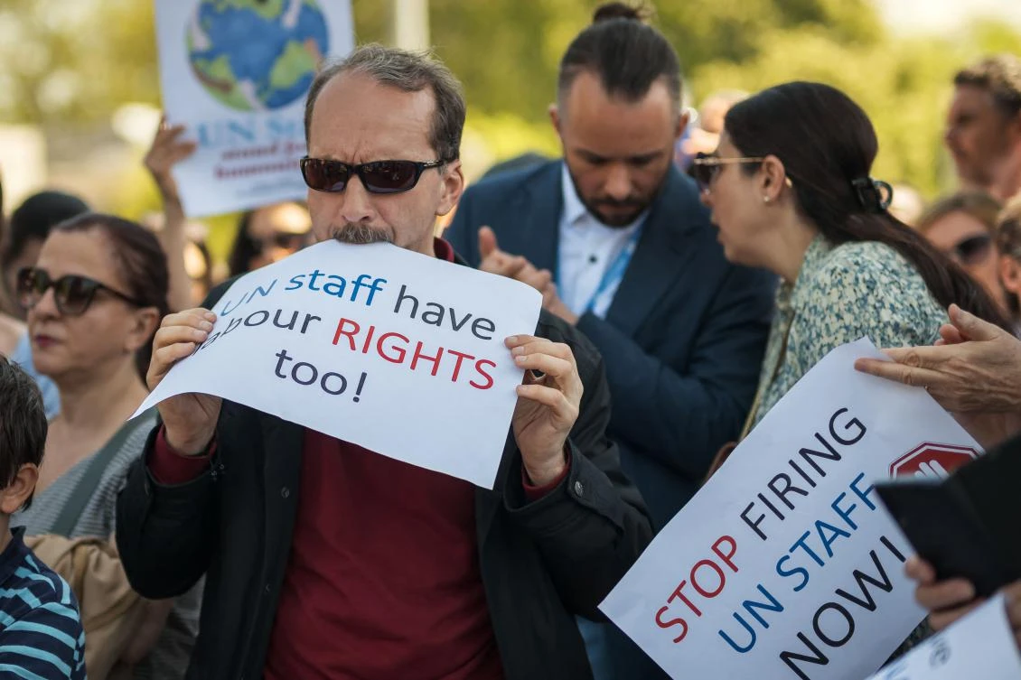 ‘Not a commodity’: UN staff rally over deep cuts