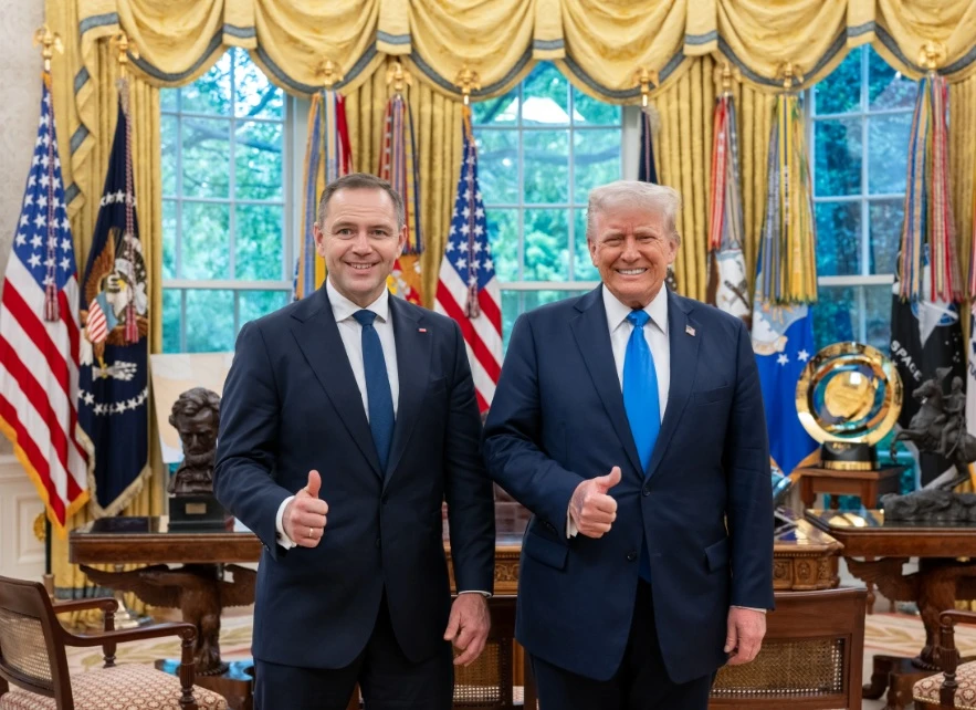 Poland's nationalist presidential candidate Karol Nawrocki said on Friday he had an "important" visit with US President Donald Trump at the White House, drawing accusations of election interference from some governing politicians. (X/@WhiteHouse)