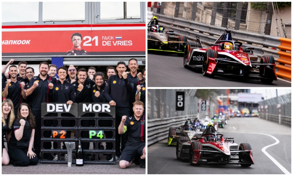 Mahindra Racing recorded its strongest result of the ABB FIA Formula E World Championship season to date with a second-place and fourth-place finish in the opening Monaco E-Prix on Saturday. (Supplied/Mahindra Racing)