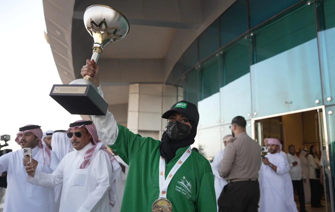 A Saudi jockey on Thursday became the first winner of the Asian Camel Racing Championship in the women’s category. (Supplied)