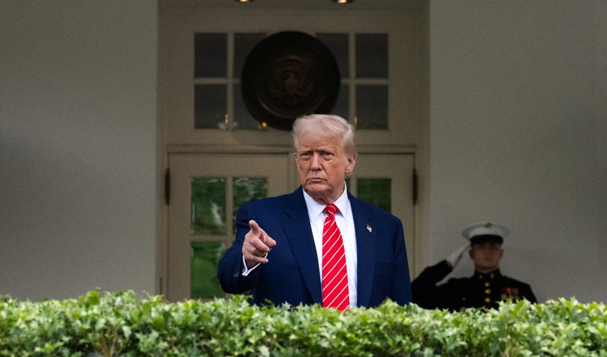 US President Donald Trump takes questions outside the West Wing of White House in Washington, DC, on May 8, 2025. (AFP)