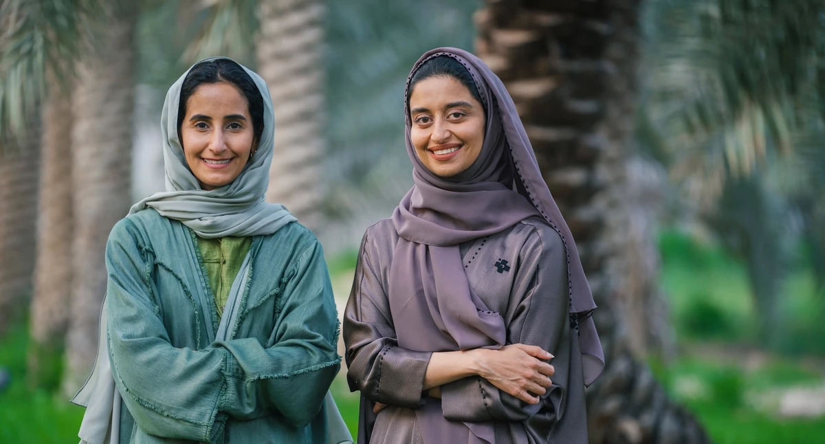Sara Al-Omran (L) and Lulu Almana at Maghras' base farm in Al-Ahsa_Image by Nasser Al Nasser. (Supplied)