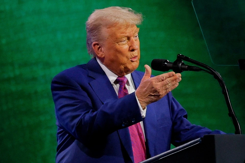 US President Donald Trump attends the Saudi-U.S. Investment Forum, in Riyadh, Saudi Arabia, May 13, 2025. (Reuters)