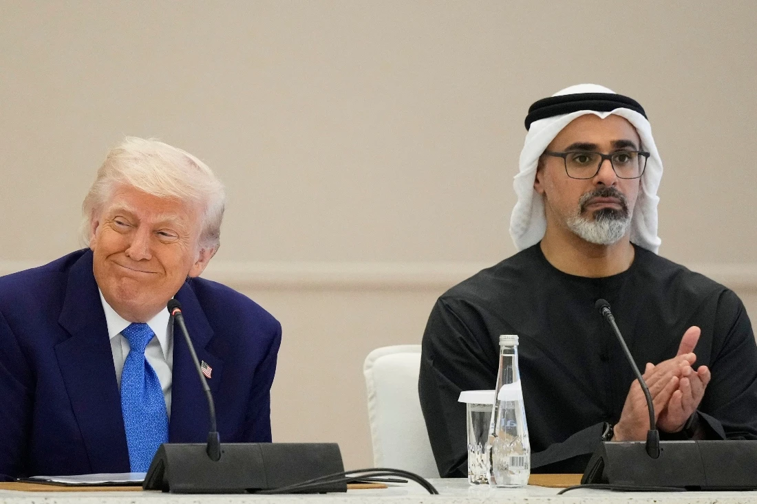 President Trump and Abu Dhabi Crown Prince Khaled Bin Mohamed in Qasr Al Watan, UAE. (AP)