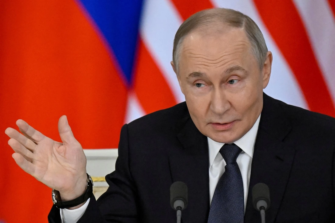 Russian President Vladimir Putin speaking at the Kremlin, Russia. (Reuters)