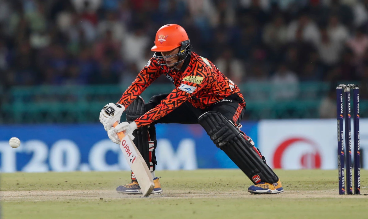 Sunrisers Hyderabad’s Abhishek Sharma plays a shot on his way to 59 during the Indian Premier League cricket match between Lucknow Super Giants and Sunrisers Hyderabad at Atal Bihari Vajpayee Ekana Cricket Stadium in Lucknow, India, Monday. (AP)