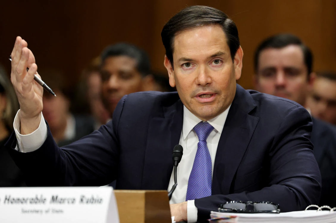 US Secretary of State Marco Rubio gestures as he testifies at a Senate Foreign Relations Committee hearing on US President Donald Trump’s State Department budget request for the Department of State, on Capitol Hill in Washington, May 20, 2025. (Reuters)