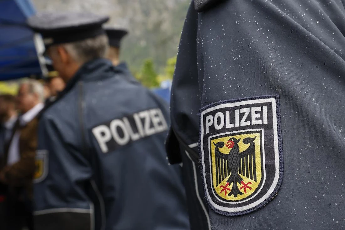 The German federal police guards during a visit of the German Interior Minister and Bavarian Prime Minister at the border control station Kiefersfelden, southern Germany. (File/AFP(