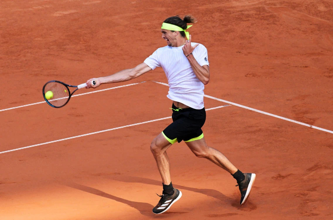 Germany’s Alexander Zverev in action during his round of 16 match against France’s Alexandre Muller — Hamburg European Open — Am Rothenbaum, Hamburg, May 21, 2025. (Reuters)
