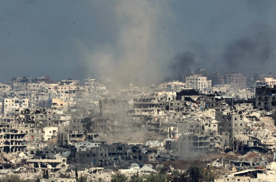 This picture taken from a position in southern Israel on the border with the Gaza Strip shows smoke billowing in Gaza during Israeli bombardment on May 20, 2025. (AFP)
