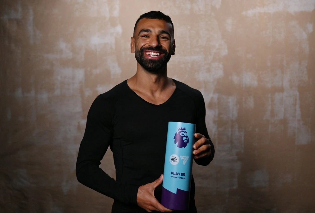 Mohamed Salah was named the Premier League player of the season on Saturday after a stellar individual campaign as Liverpool cruised to their second Premier League title while his team mate Ryan Gravenberch was named the young player of the season. (X/@MoSalah)
