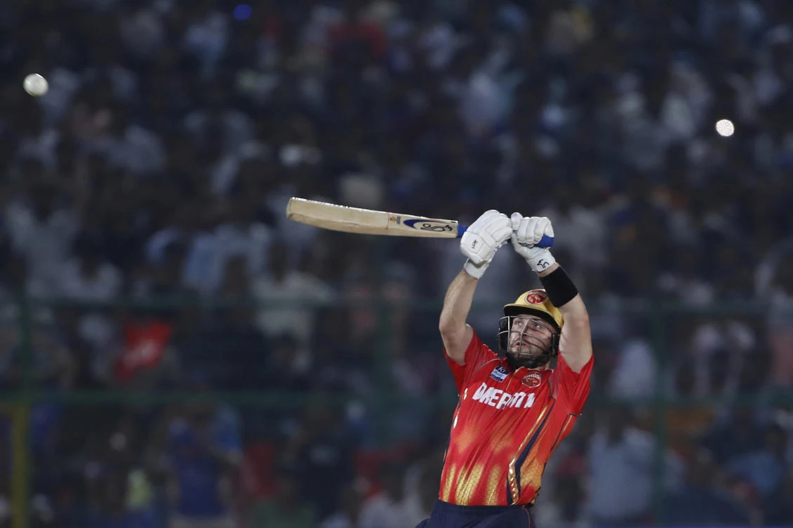 Punjab Kings’ Josh Inglis bats during the IPL match against Mumbai Indians at Sawai Mansingh Stadium in Jaipur, India, Monday, May 26, 2025. (AP Photo)