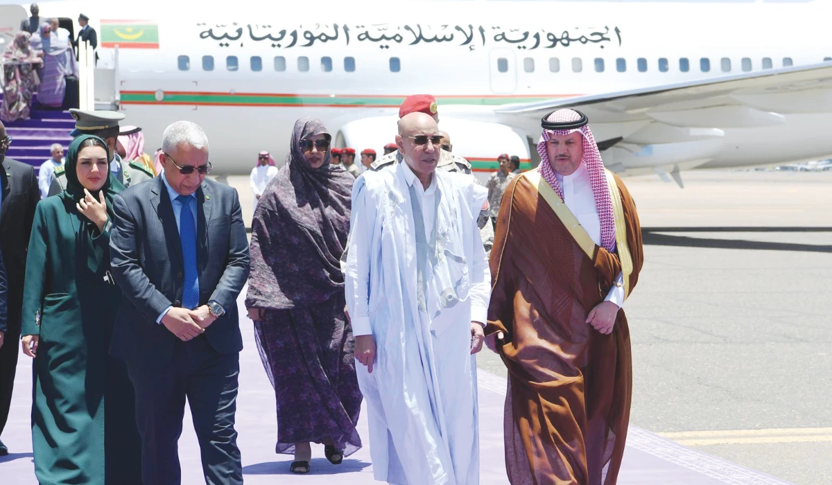 Ghazouani was received at Prince Mohammed bin Abdulaziz International Airport by Abdul Mohsen bin Nayef bin Hamid. (SPA)