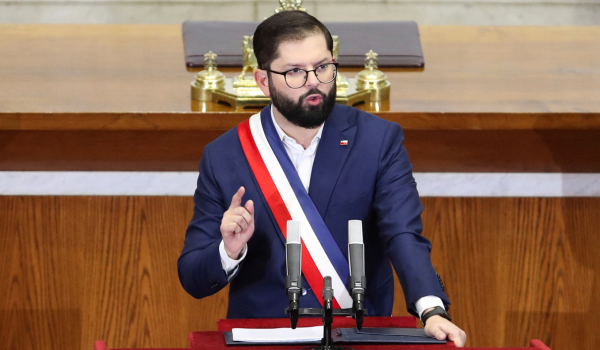 Chile's President Gabriel Boric speaks during his annual address at the National Congress building in Valparaiso, Chile June 1, 2025. (REUTERS)