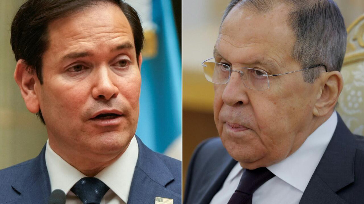 A split screen showing top US diplomat Marco Rubio (left) and his Russian counterpart Sergei Lavrov. (AFP)