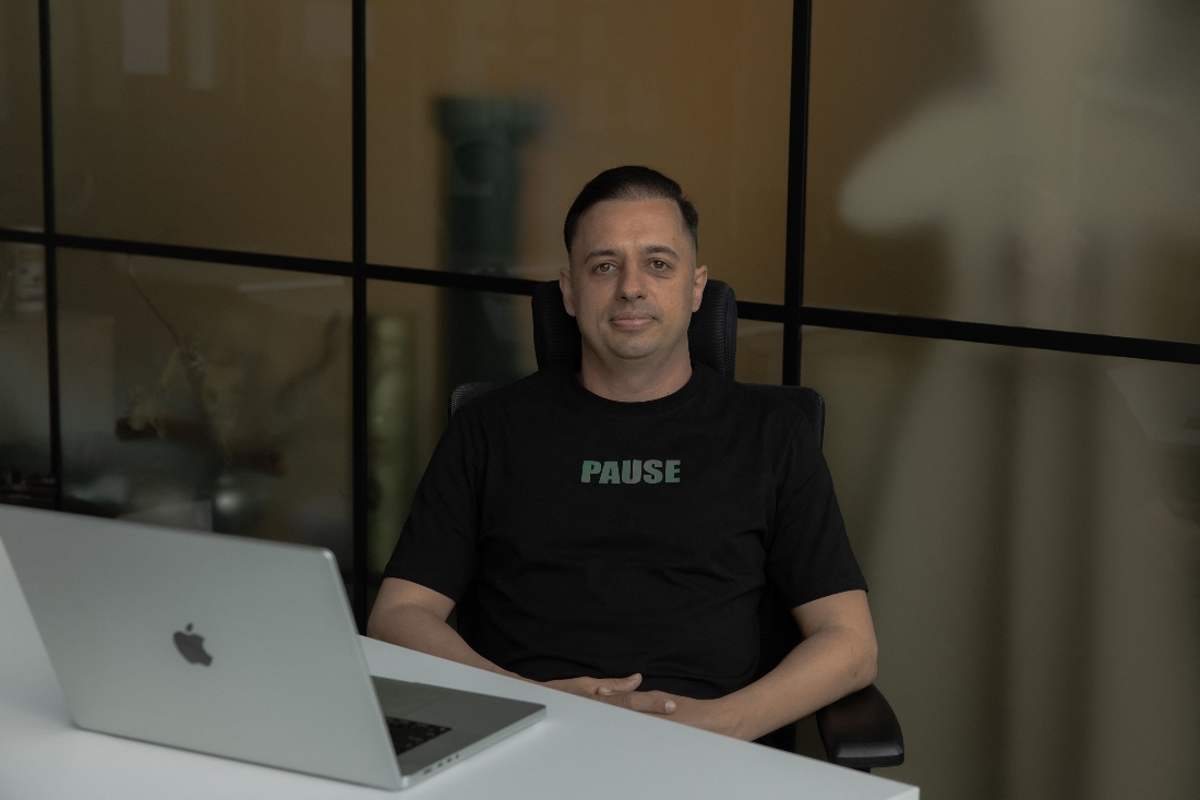 Bulgarian software developer Petko Petkov, the only public face of the "BG Elves", in Kyiv, Ukraine. (AFP)