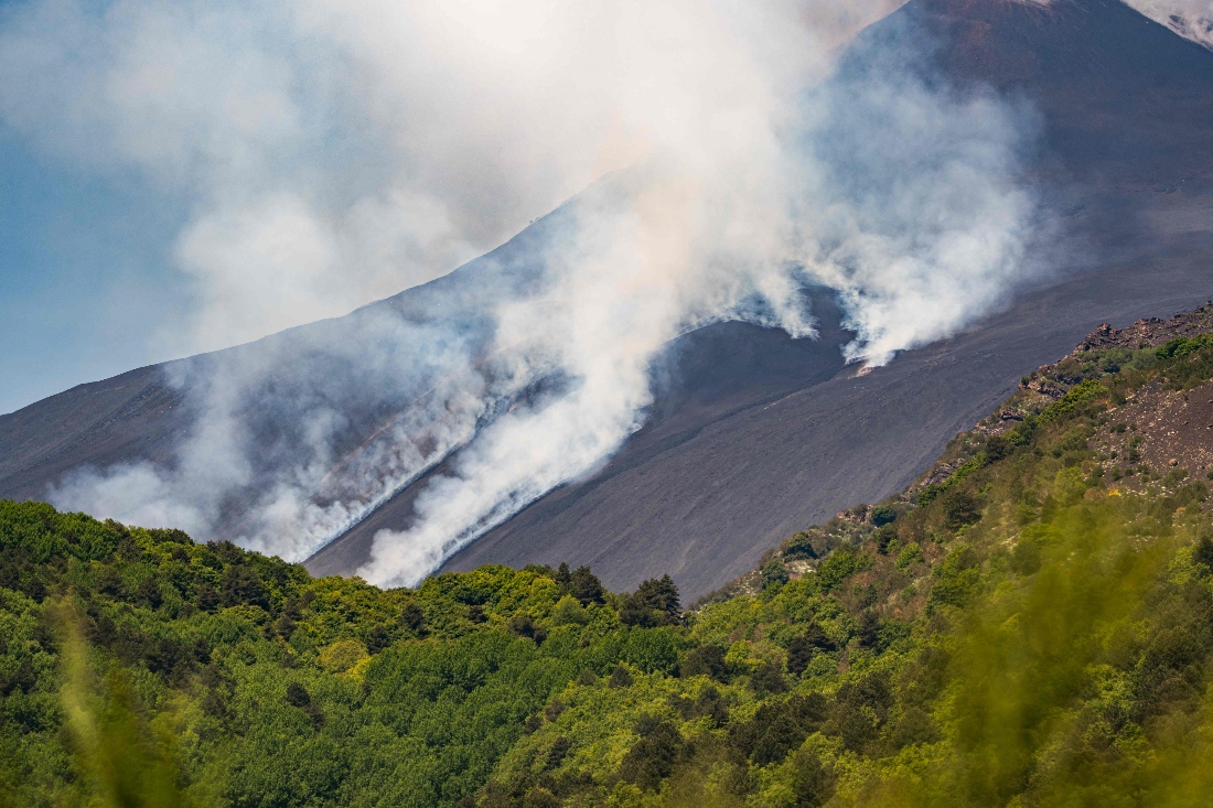 Smoke seen rising from the crater of the Etna volcano as it erupts in Italy. (AFP)