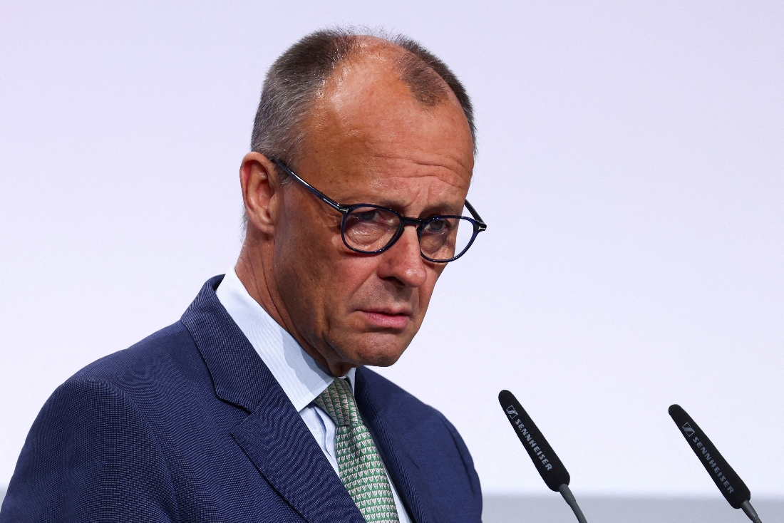 German Chancellor Friedrich Merz delivers a speech at the German Association of Towns and Municipalities event in Berlin, Germany. (Reuters)