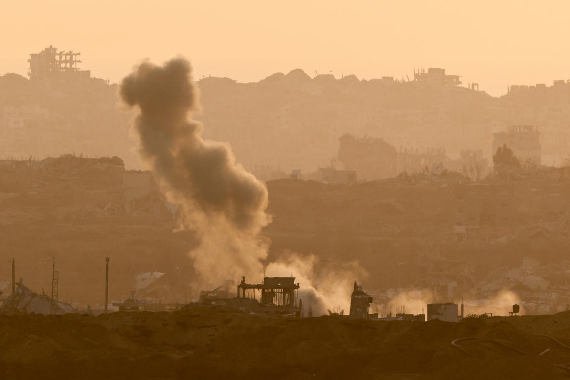 Smoke rises from Gaza after an explosion, as seen from Israel, June 4, 2025. (REUTERS)