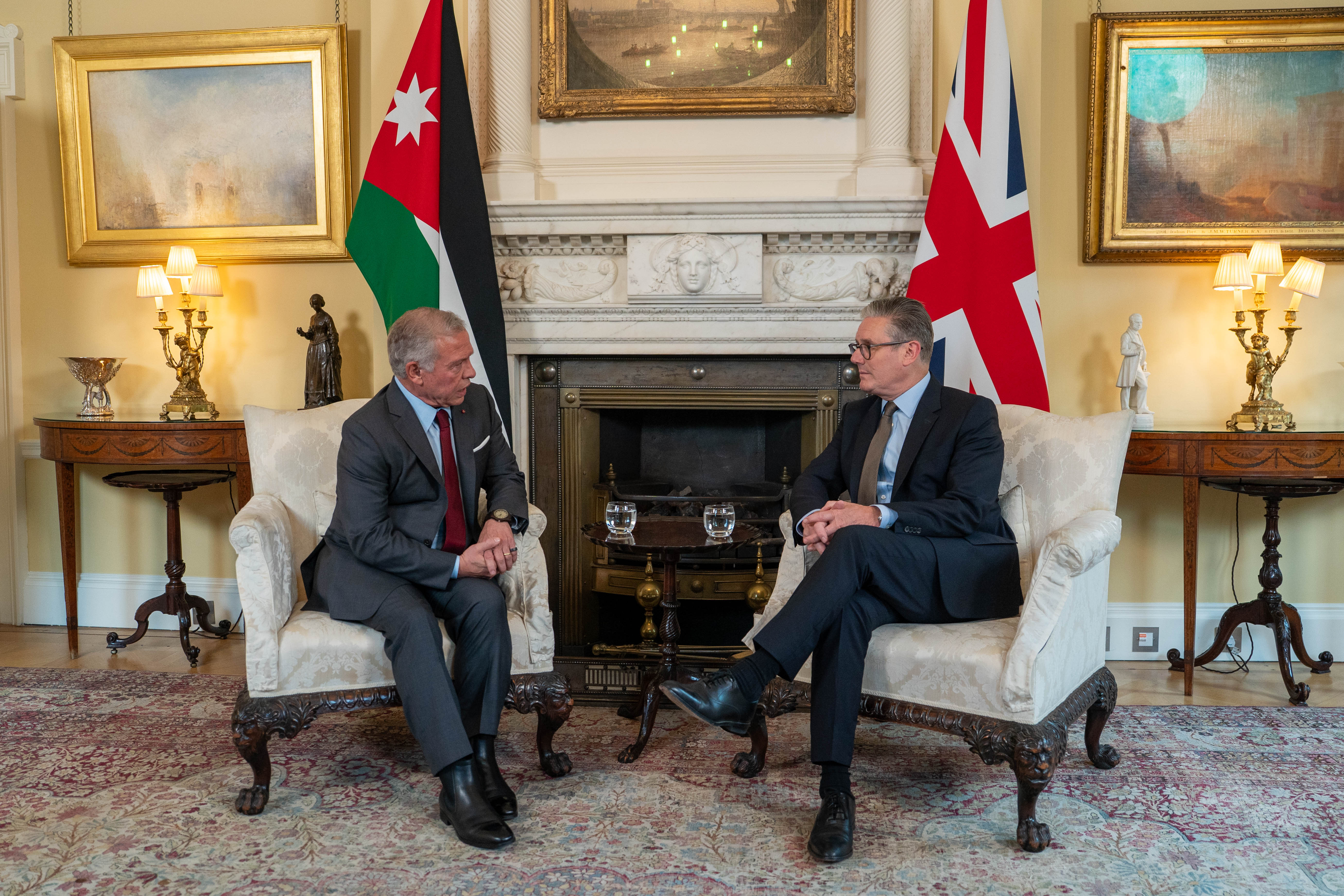 King Abdullah II of Jordan and UK Prime Minister Keir Starmer in London. (Petra)