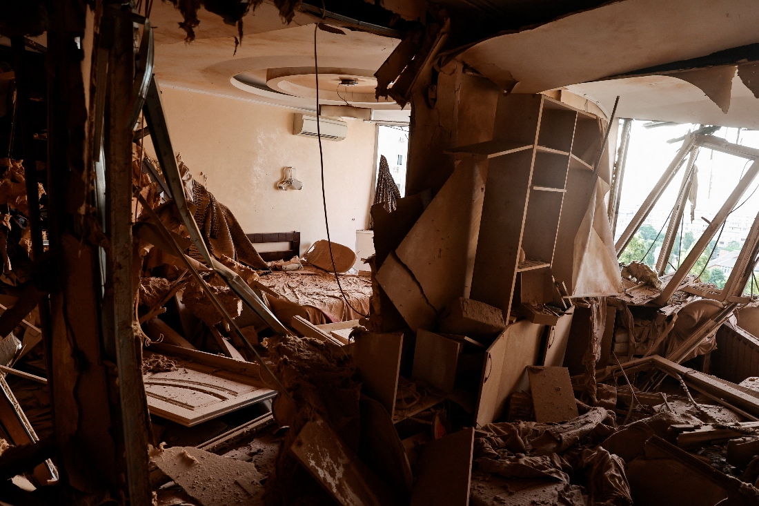 Aftermath of a Russian strike on an apartment in Kyiv, Ukraine. (Reuters)