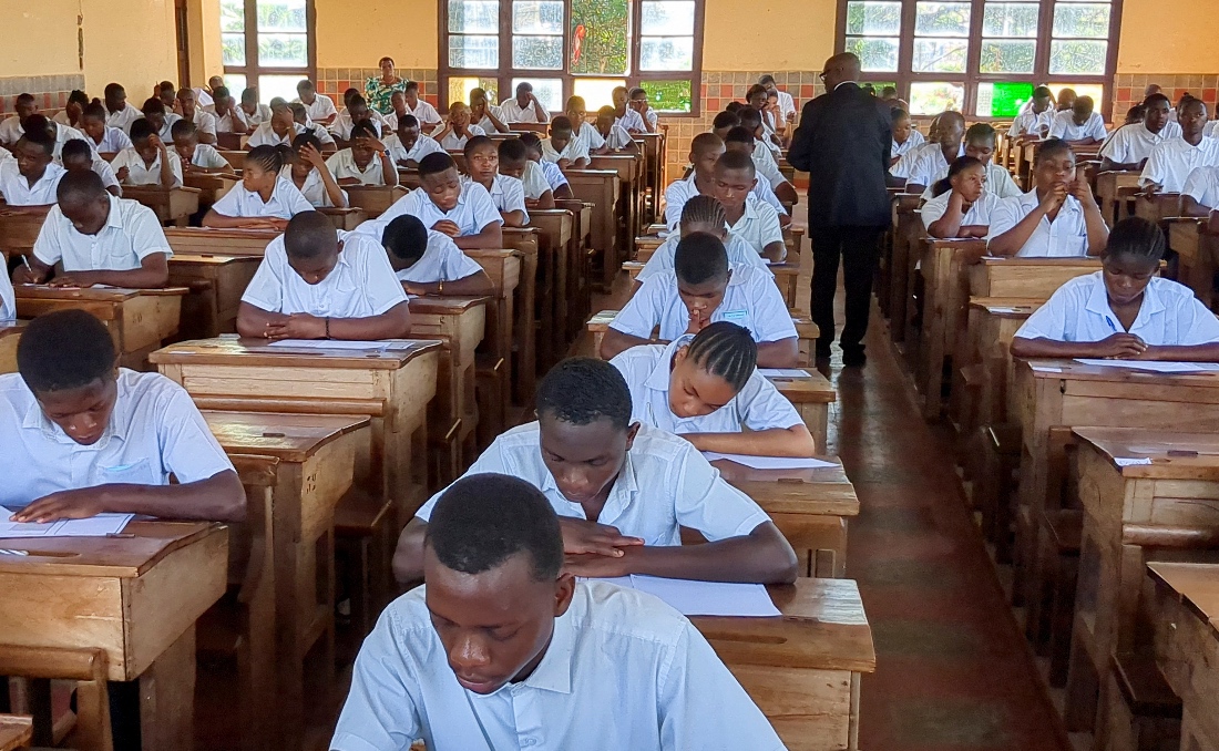 Students sit in for their exams in Bukavu, Congo. (Reuters)