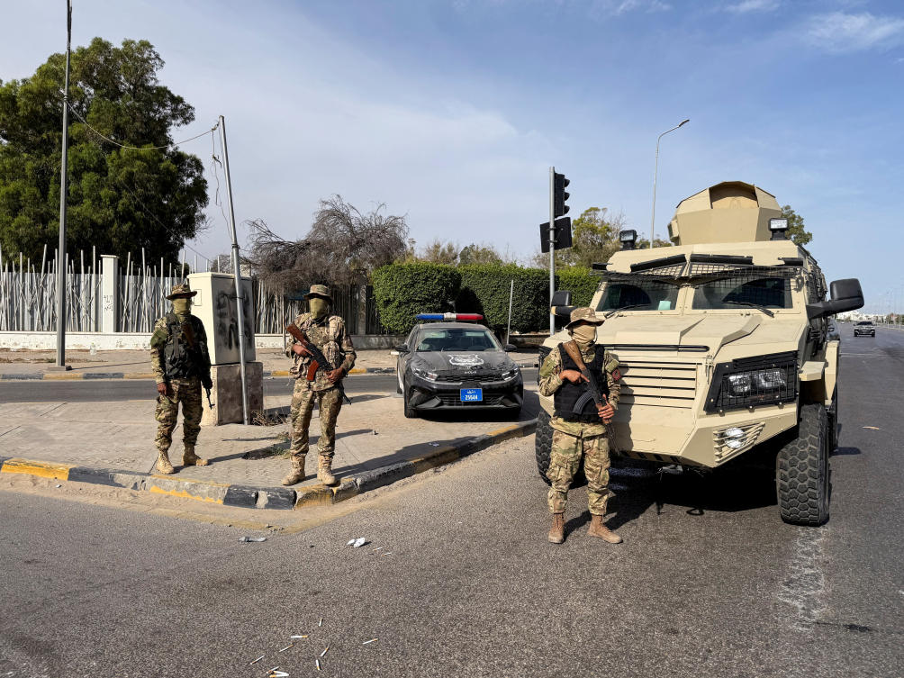 Members of the 444 Brigade of the Libyan Army, a unit serving the Government of National Unity (GNU) and Prime Minister Abdulhamid Al-Dbeibah, stand guard in Tripoli, Libya, May 13, 2025. (Reuters/File)