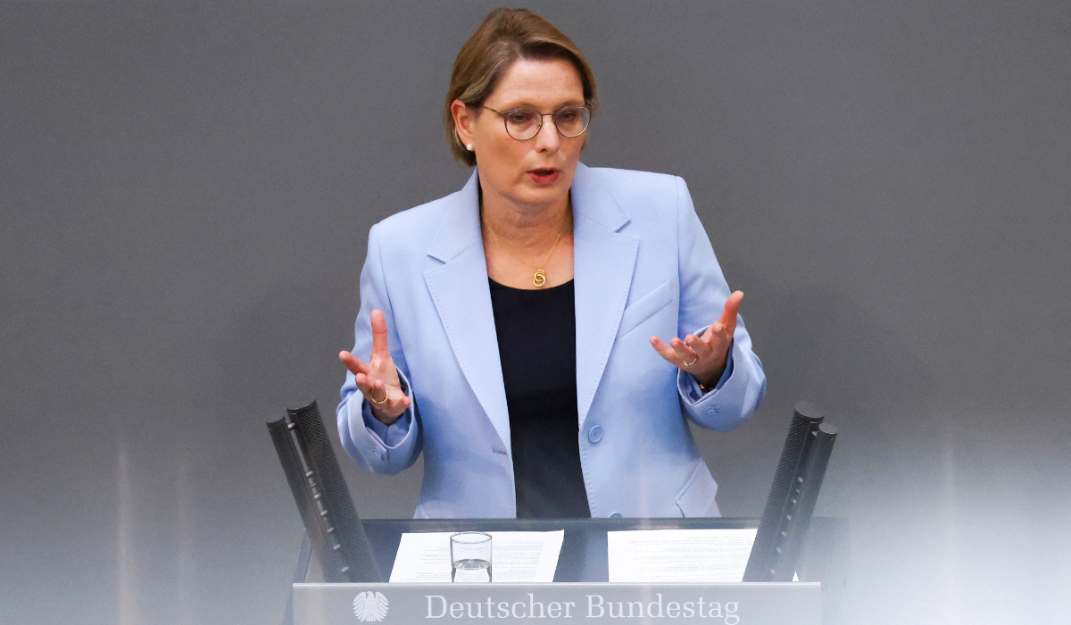 German Justice Minister Stefanie Hubig speaks during a plenum session of the lower house of parliament, the Bundestag, in Berlin, Germany June 5, 2025. (REUTERS)