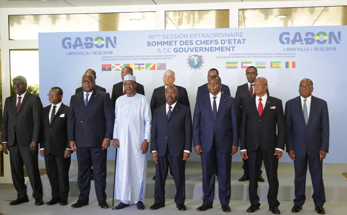 This photo taken on December 18, 2019, shows leaders of the 11-member states of the Economic Community of Central African States during their extraordinary summit in Libreville, Gabon, on December 18, 2019. (AFP/File)