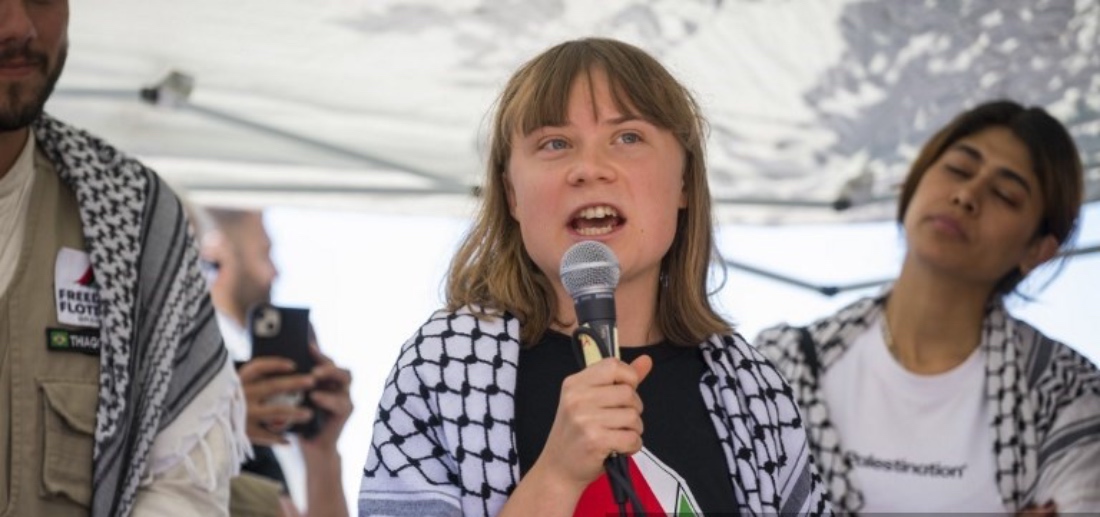 Greta Thunberg speaks at a conference in Catania, Italy.