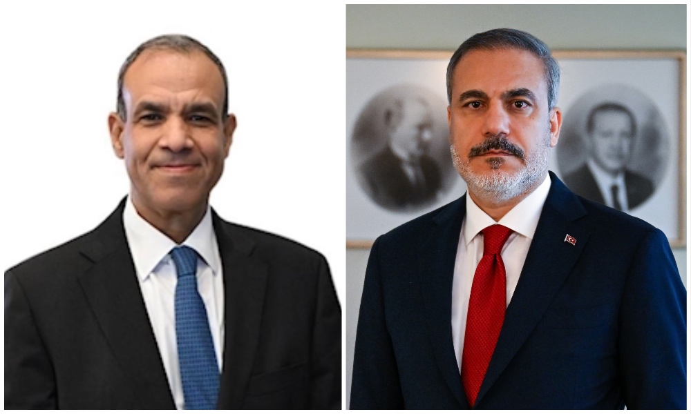 Egyptian Foreign Minister Badr Abdelatty and his Turkish counterpart, Hakan Fidan. (Screengrab)