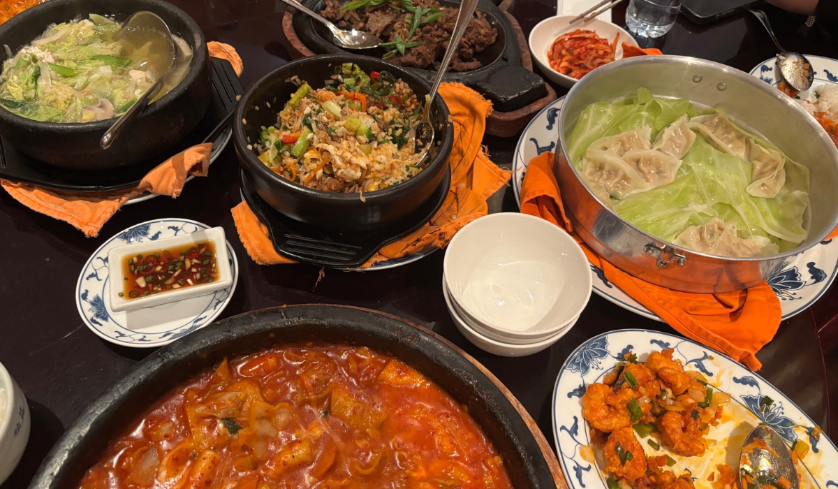 A feast of flavors: glass noodles, sizzling beef, bibimbap, dumplings, and more. (AN photo by Waad Hussain)