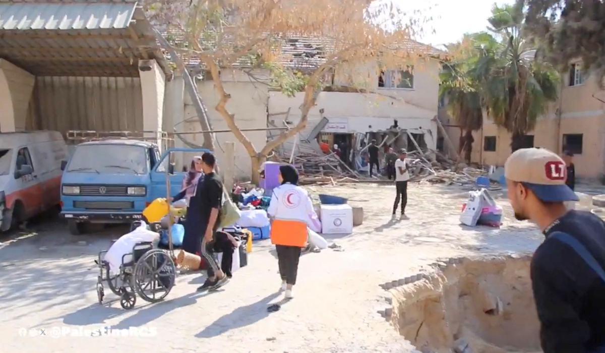 alestine Red Crescent Society member walks around the damaged PRCS Al-Amal Hospital, amid the ongoing conflict between Israel and Palestinian Islamist group Hamas, in Khan Younis, Gaza April 7, 2024, as seen in this screen grab taken from a handout video. (REUTERS)