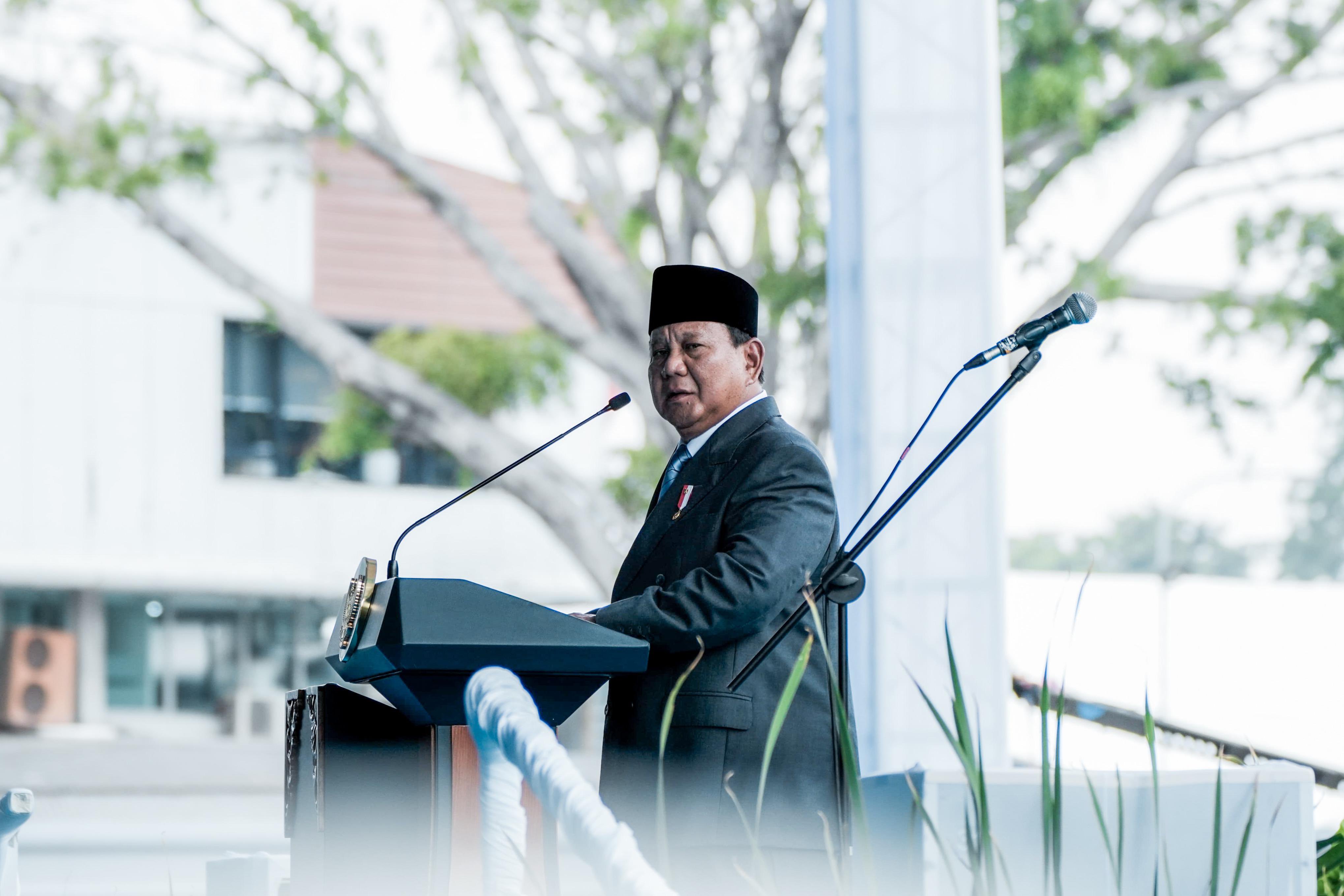 Indonesian President Prabowo Subianto speaks at the opening ceremony of a defense forum in Jakarta on June 11, 2025. (Cabinet Secretariat)