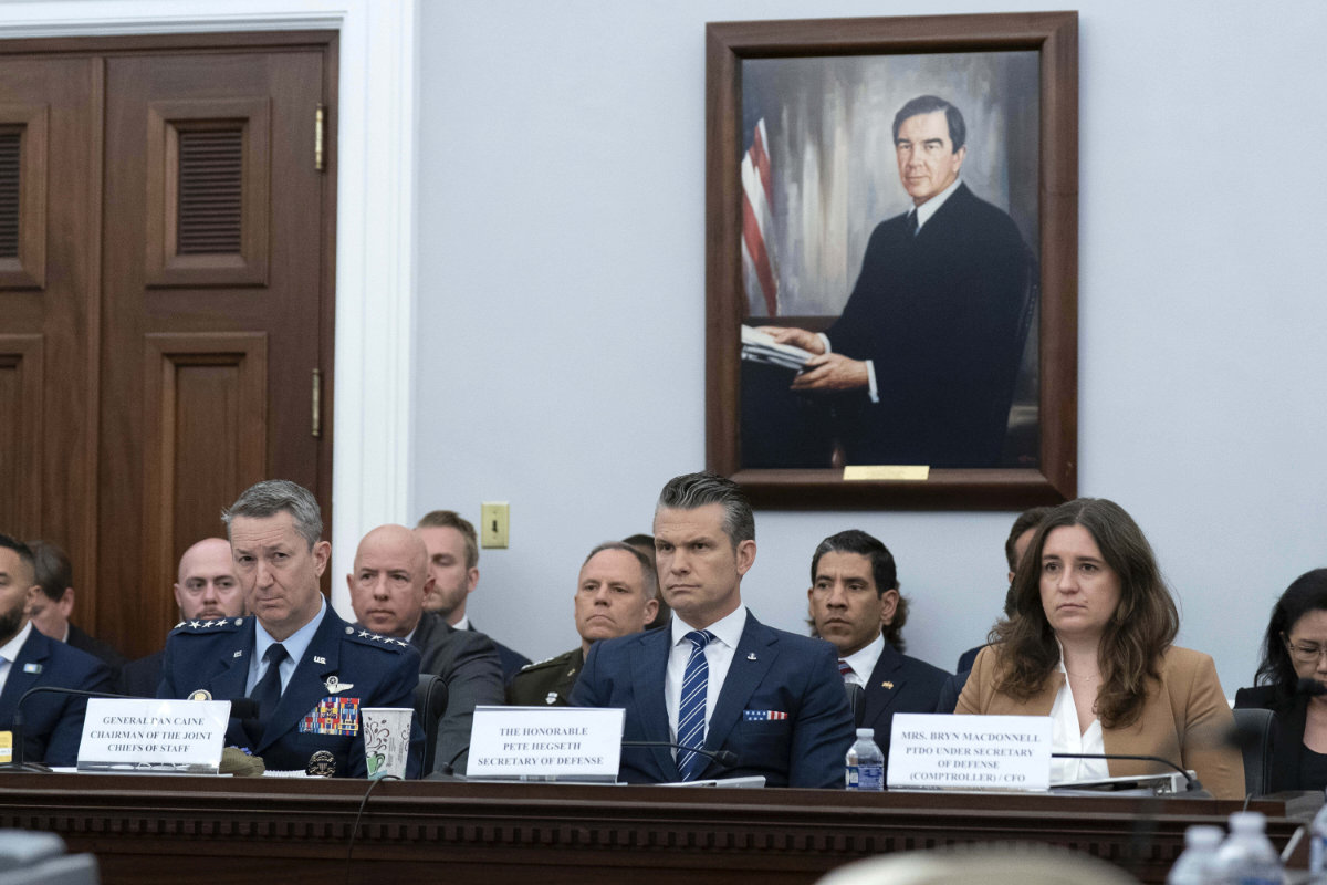 US Defense Secretary Pete Hegseth, center, testifying before the House Committee on Appropriations subcommittee on Capitol Hill in Washington on June 10, 2025. (AP Photo)