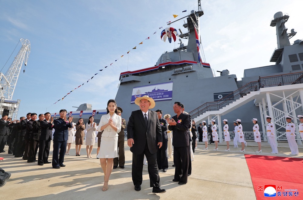 orth Korean leader Kim Jong Un and his daughter Kim Ju Ae attend the launching ceremony. (KCNA/Reuters)