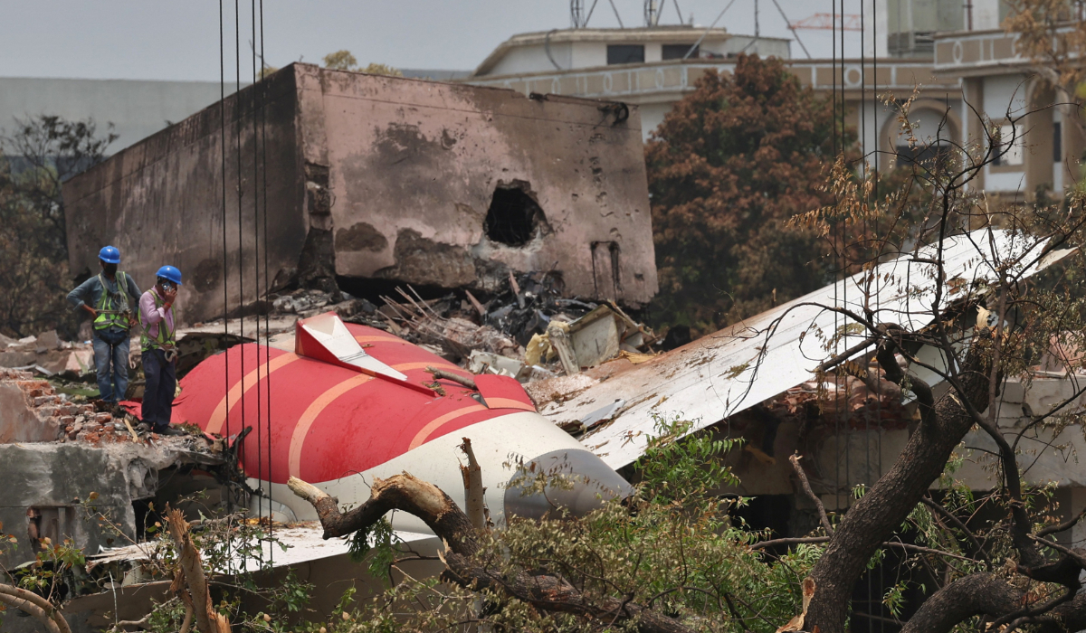 Members of Indian Army's engineering arm prepare to remove the wreckage of an Air India aircraft, bound for London's Gatwick Airport, which crashed during take-off from an airport in Ahmedabad, India June 14, 2025. (REUTERS)