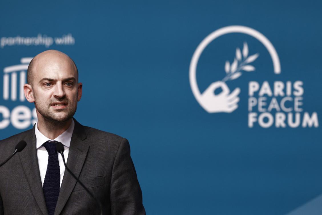 France's Minister for Europe and Foreign Affairs Jean-Noel Barrot delivers a speech during a conference. (AFP)