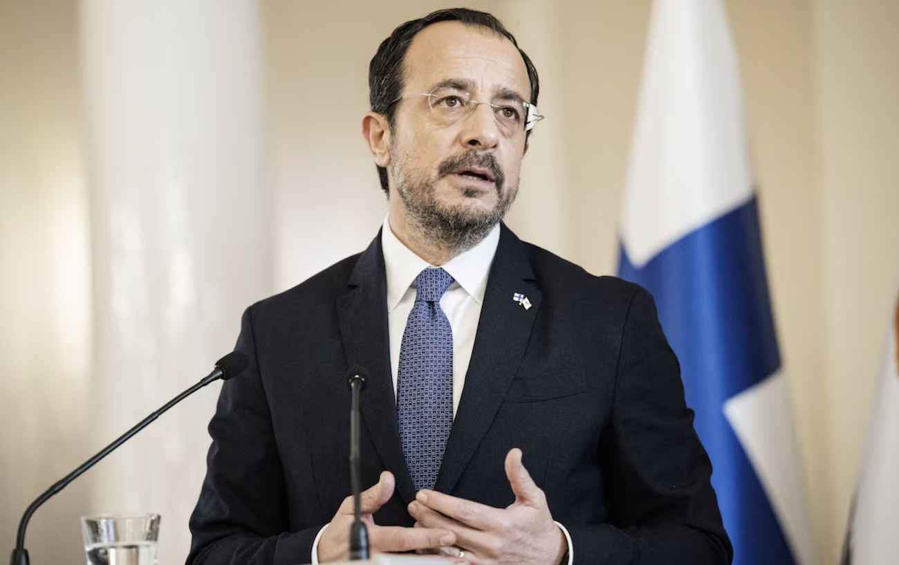 Cyprus’ President Nikos Christodoulides attends a press conference at the Presidential Castle in Helsinki, Finland. (File/Reuters)