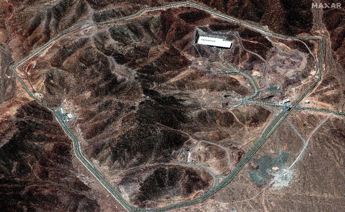 Handout satellite image provided by Maxar Technologies shows the Fordow Fuel Enrichment Plant in central Iran. (AFP)