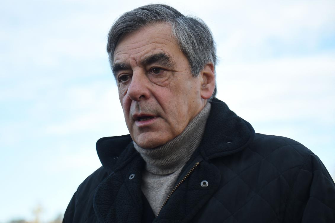 French former prime minister Francois Fillon attends a ceremony in front of the tomb of French former defence minister and Fillon's mentor in politics, Joel Le Theule at the cemetery in Sable-sur-Sarthe, northwestern France. (File/AFP)