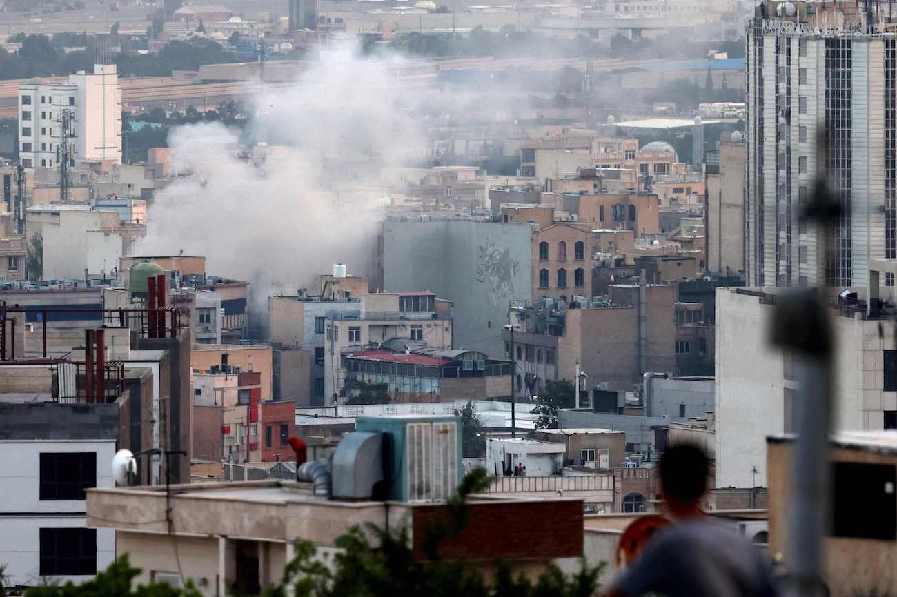 Smoke billows from an explosion in southwest Tehran on June 16, 2025. (AFP)