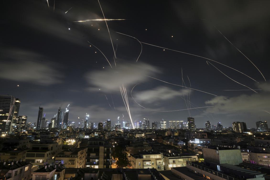 The Israeli Iron Dome air defense system fires to intercept missiles during an Iranian attack over Tel Aviv, on Jun. 18, 2025. (AP)