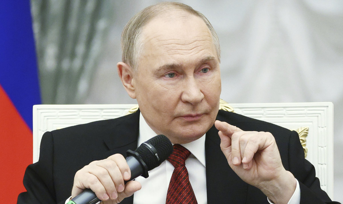Russian President Vladimir Putin speaks at the Kremlin in Moscow, Russia. (AP)