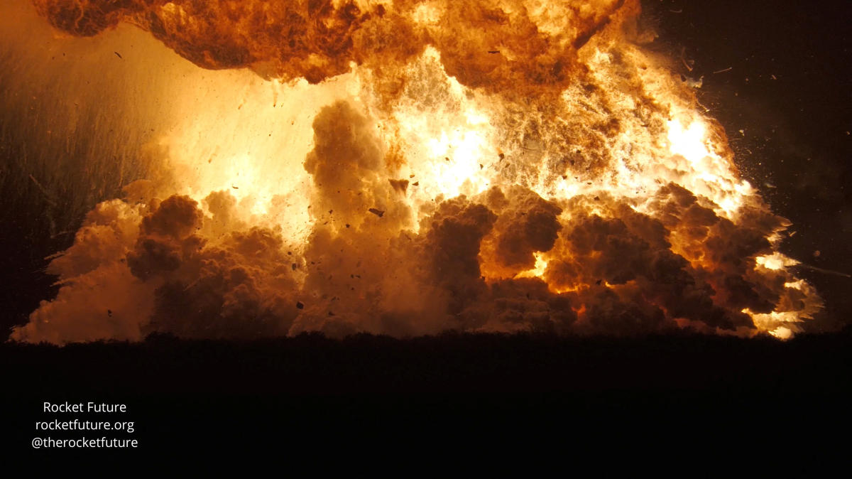Flames rise as a SpaceX rocket explodes in Brownsville, Texas, US on June 18, 2025, in this screengrab obtained from a social media video. (TheRocketFuture via X/via Reuters)