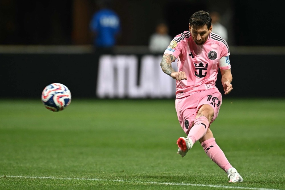 Lionel Messi scores. (AFP)