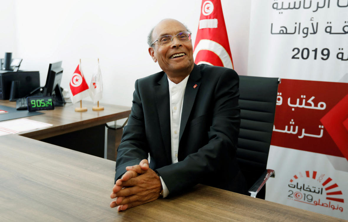 Former Tunisian President Moncef Marzouki submits his candidacy for the presidential election in Tunis, Tunisia August 7, 2019. (Reuters)